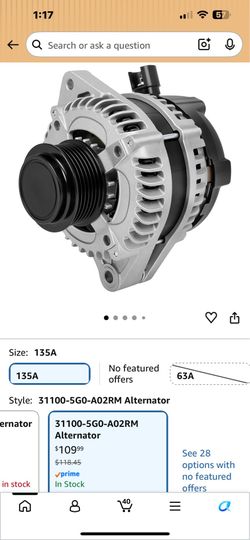 New Alternator Fits for Acura for RDX 2016-2018, for Acura for TLX 2016-2020,for Honda for Accord 2013-2017,for Honda for Crosstour 2013-2015 - 3.5L 1