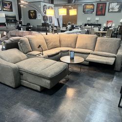 Power Recliner Sectional With Chaise Power Bed 
