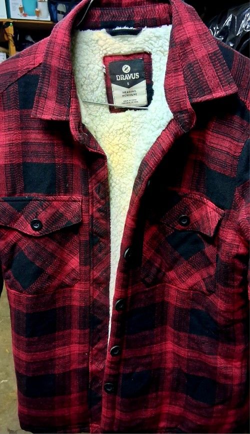 Dravus•Red&Black Buffalo Plaid•Sherpa Lined Button Up•Size Small 