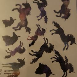 Waterproof Temporary Fake Tattoo Stickers Watercolor Unicorn Horse Animals Cartoon Set of 2