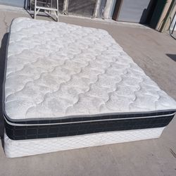 Queen pillowtop mattress and box spring