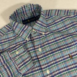 Ralph Lauren Men’s Small Blue Green Red Plaid Long Sleeve Button Down Shirt