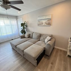 Convertible Couch-Light Gray/Blue