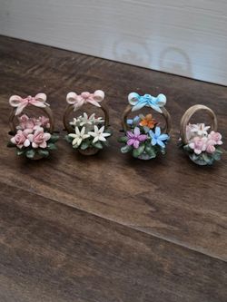 Vintage Capodimonte porcelain flower baskets Italy