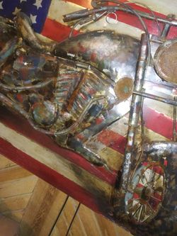 Metal Harley-Davidson American flag art