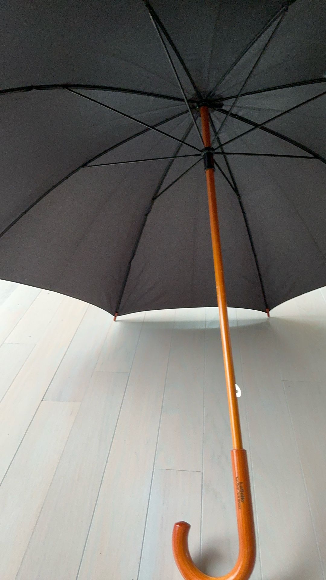 Umbrella - Black, Wood Handle, LaSalle Logo