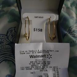 10kt Lg. Hoop W/diamond Cut Ball