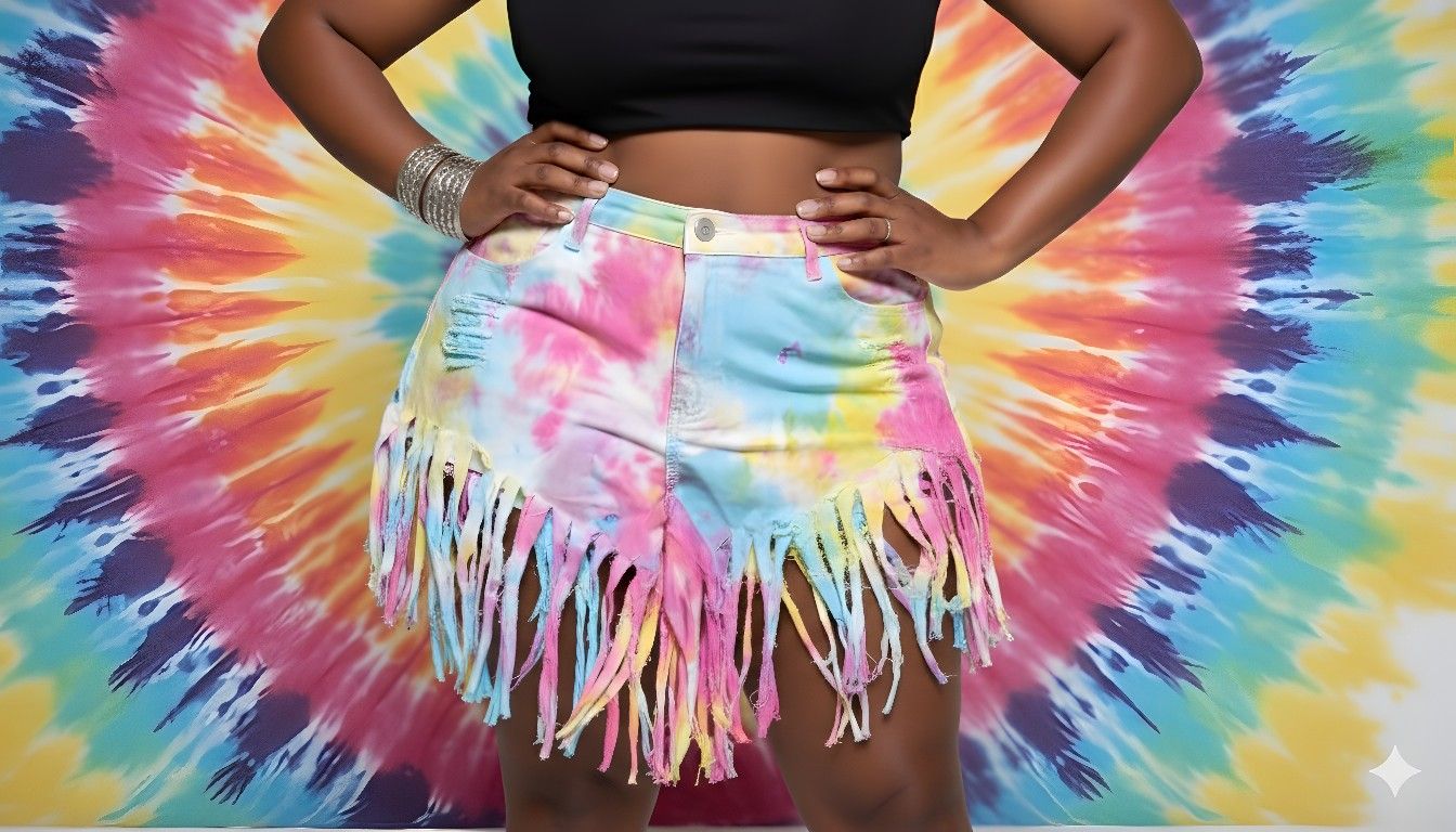 Tye Dye Denim Fringe Shorts