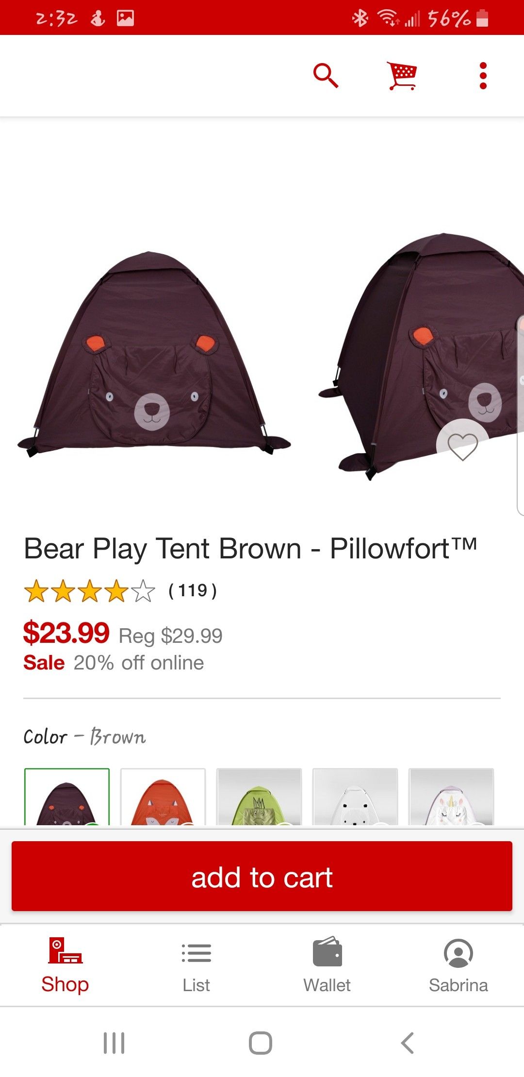 Bear Play Tent - Brown Pillowfort