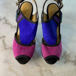 Nine West suede color block heels heels size 8