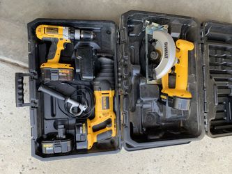 Dewalt Tools, Charger And Batteries With Cases