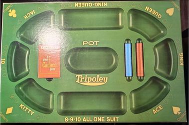 Cadaco Tripoley Vintage 1960s Card Game Set w/ Tray, Chips, Cards, Instructions Vintage 1968 Card Game Set w/ Tray, Chips, Cards, Instructions