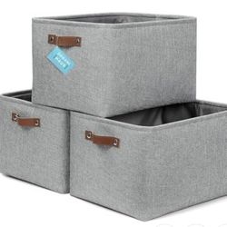 OrganiHaus Extra Large Fabric Storage Bins for Shelves 16x13in, Closet Storage Baskets for Shelf Organizing, Canvas Rectangle Bins for Organization, L