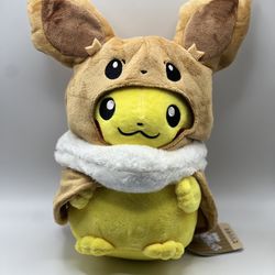 Pikachu- Eevee Poncho Pokémon Plush 11”