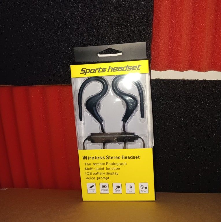 Wireless Stereo Sports/Running Headphones Gym/Exercise Wireless Earbuds with Mic. Hi Fi Stereo sound quality with Strong anti-interference ability.