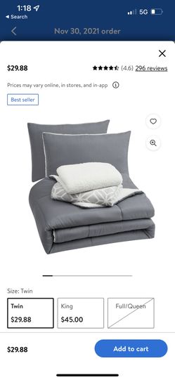 New In Box Serta 4-Piece Sherpa Reverse Comforter Set, Gray, Twin