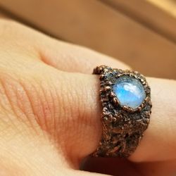 Moonstone electroformed ring