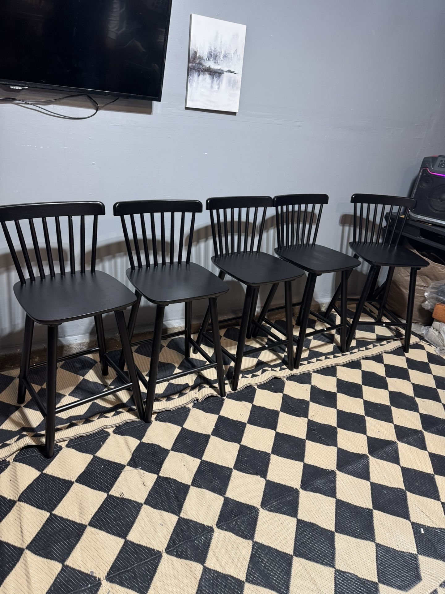 Set Of 5, 24” Counter Height Stools