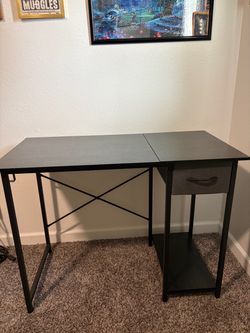Black Metal Frame Desk with Drawer
