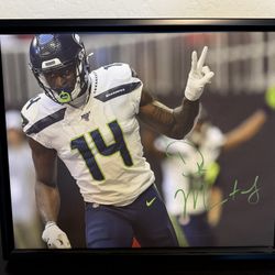 Seattle Seahawks DK Metcalf Autographed Framed Canvas
