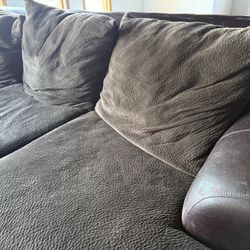 Brown Microfiber & Faux-Leather Sofa