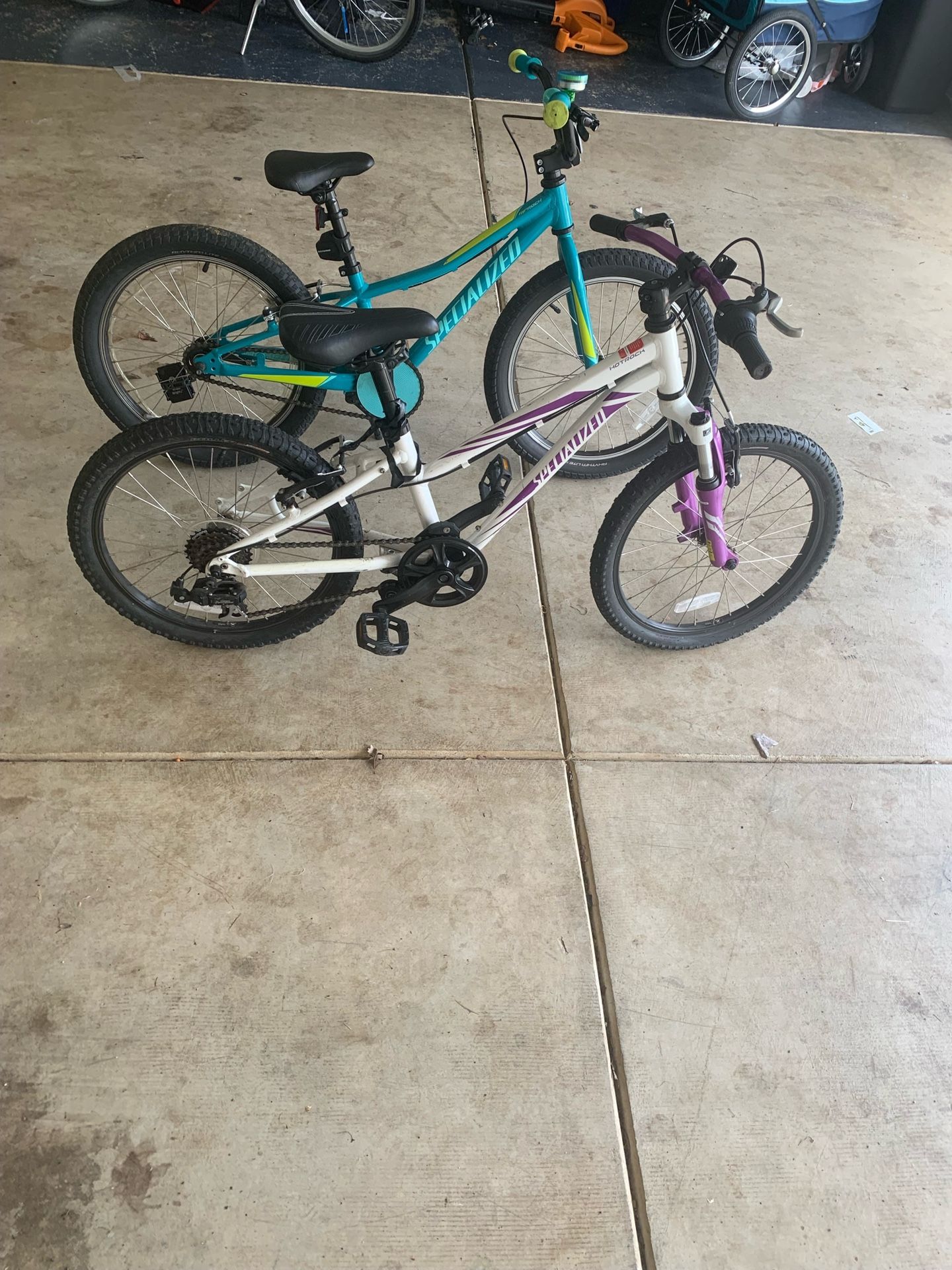 20” Specialized Riprock (teal) & 20” Specialized Hot rock (white)- Kids Bike