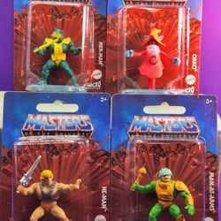 #1538 MASTER OF THE UNIVERSE MICRO MINI LOT (HE-MAN, ORKO, MER-MAN, MAN-AT-ARMS
