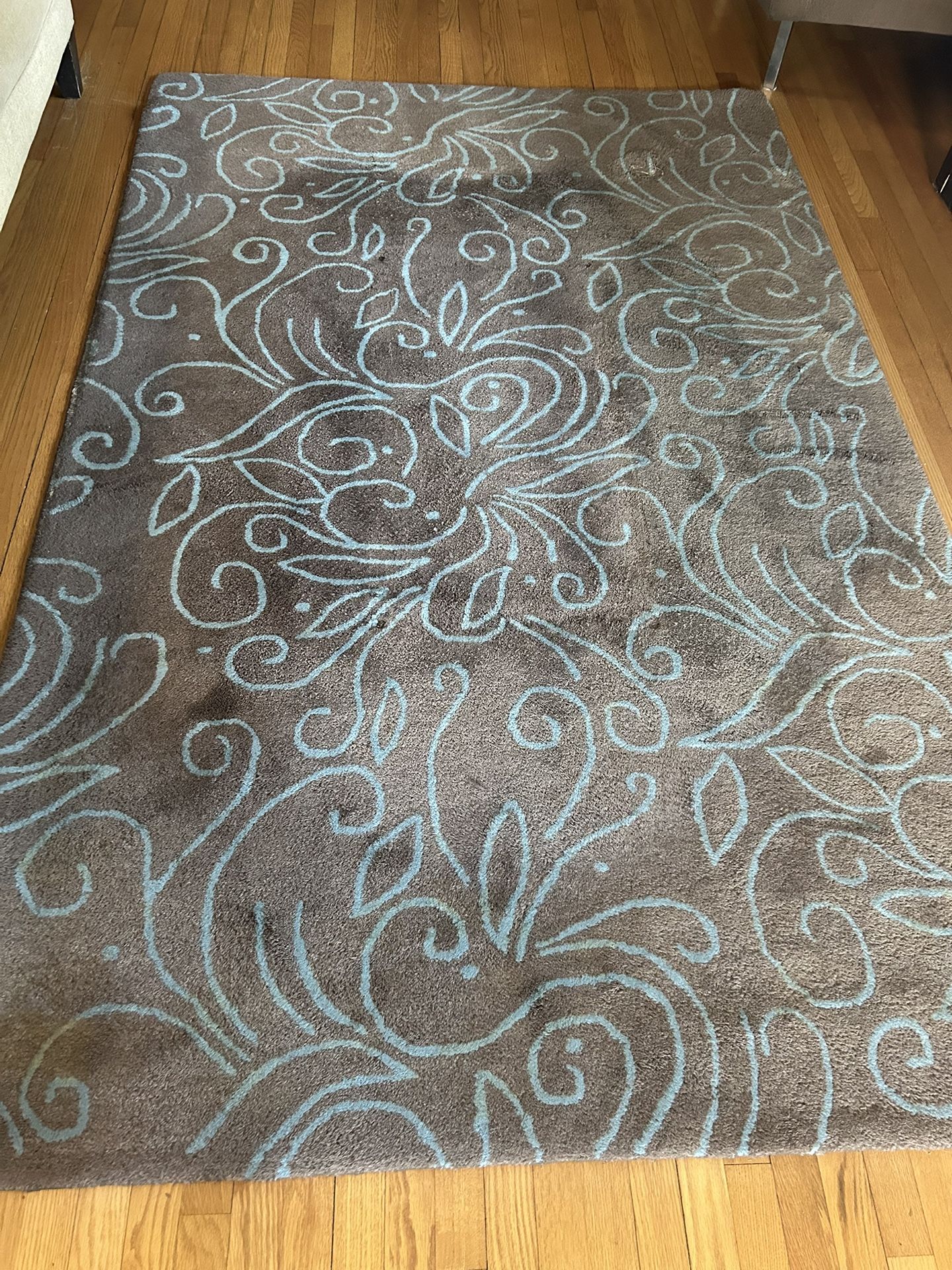 Brown and Blue Swirl Rug