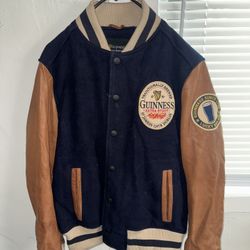 Lucky Brand X Guinness Varsity Leather Jacket Size S GOOD CONDITION