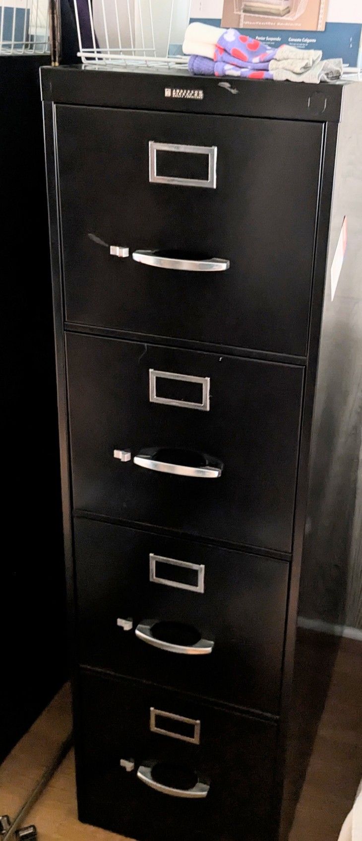 Four Drawer Black Filing Cabinet 