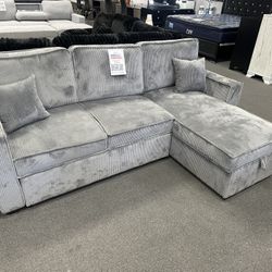 Gray Sofa Sectional W/ Pull Out Sleeper