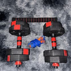 Weights and barbell Extension and jump rope included 
