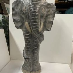 Vintage Elephant Figurine Sculpture 15.5” Tall Skinny Garden Art Bookend
