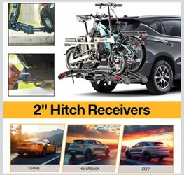 Favoto Bike Rack For Car With Ramp, 2-Bike Hitch Mount For E-Bikes, Foldable & Tilt-Back Design, 200 Lbs Capacity, Fits 2" Receiver SUV/Truck