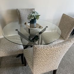 Glass  Dining  table with four chairs