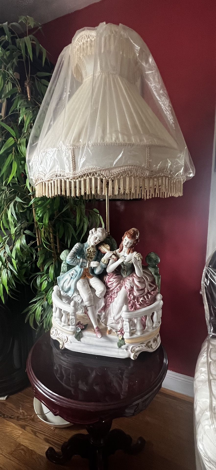 Large Capodimonte Porcelain Figural Table Lamp 2pcs (2 Lamps Available )