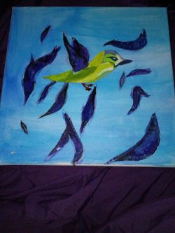 Bird done with acrylic paint on a canvas 8x11