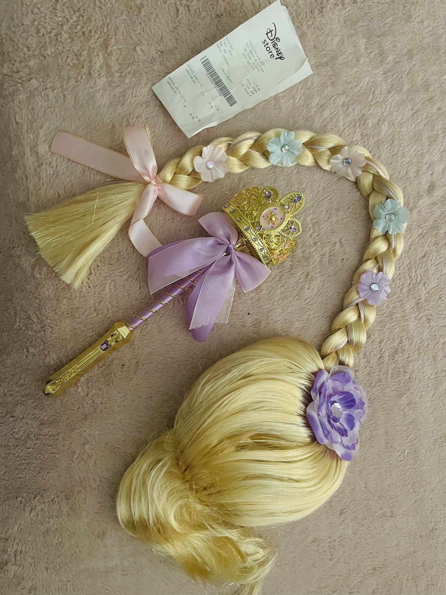 Rapunzel Wig With Braid -light Up Wand-tangled 