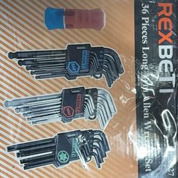 This is a REXBETI 36 Pieces Long Arm Hex Key Allen Wrench Set. 