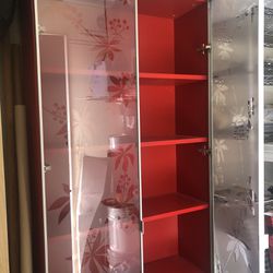 IKEA Billy *RARE* Red Bookcase  w/ Glass Doors