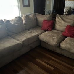 Brown Suede Sectional Couch