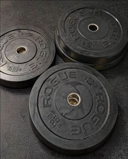 Olympic Size Bumper Plates by Rogue Fitness