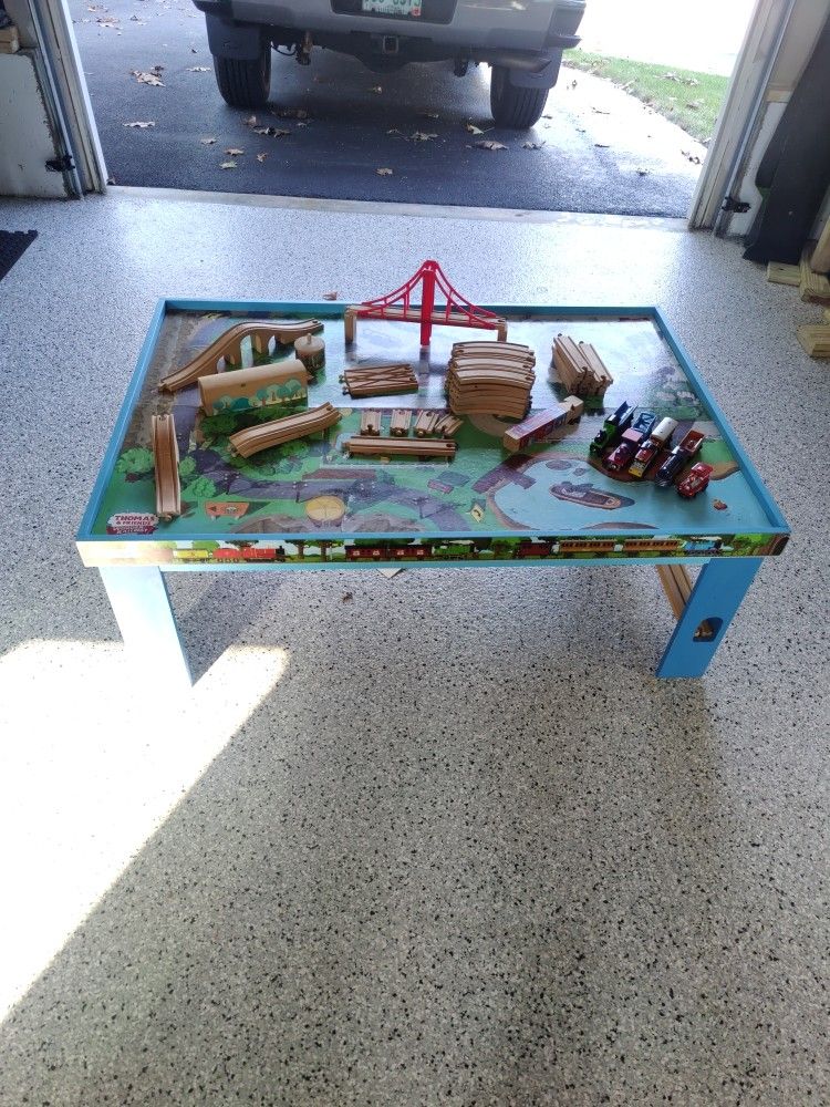 Wooden Train Set And Table