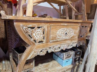 Hand carved entryway table
