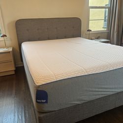 Mid century queen bed and nectar mattress