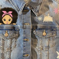 Custom Jean Jacket Girls Size 6 