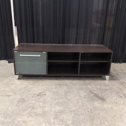 Dark Brown TV Stand with Frosted Glass Door