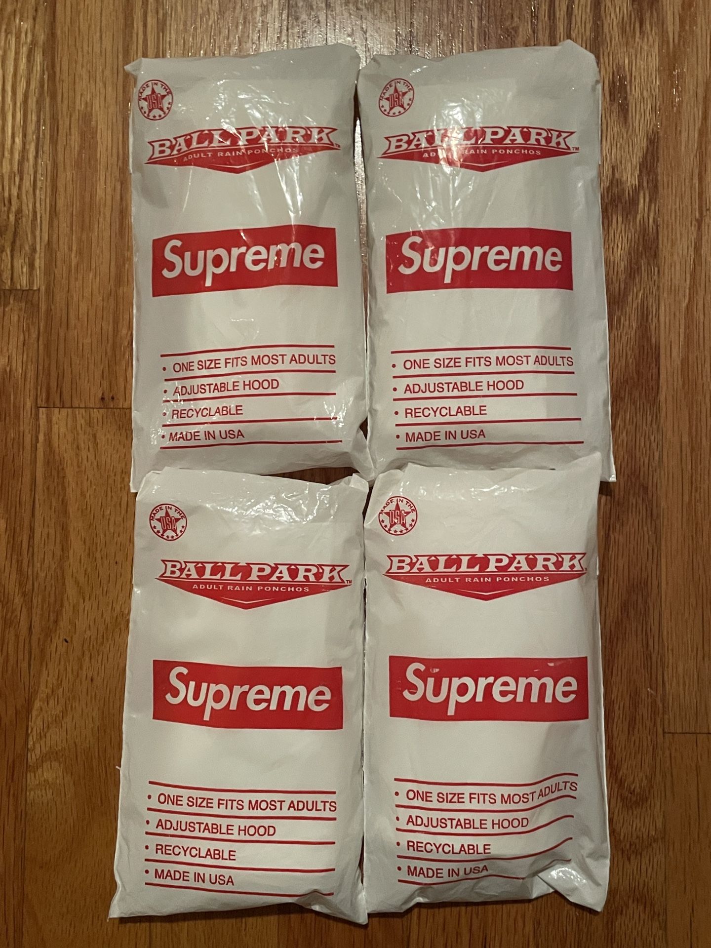 Supreme Ballpark Rain Poncho 4 Pack SS20 Season Gift