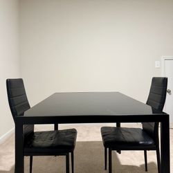 Glass Dining Table with 2 Chairs