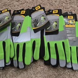 BRAND NEW! CAT Hi-Visibility  Padded Palm Utility Gloves LARGE